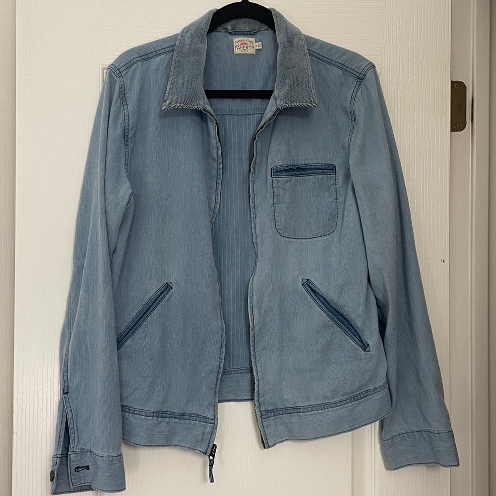 Faherty chambray denim jacket lightweight M blue - Picture 5 of 11
